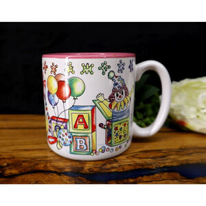Vintage 1993 Flowers Inc Balloons Ceramic Coffee Mug Cup Susan Barger #681500